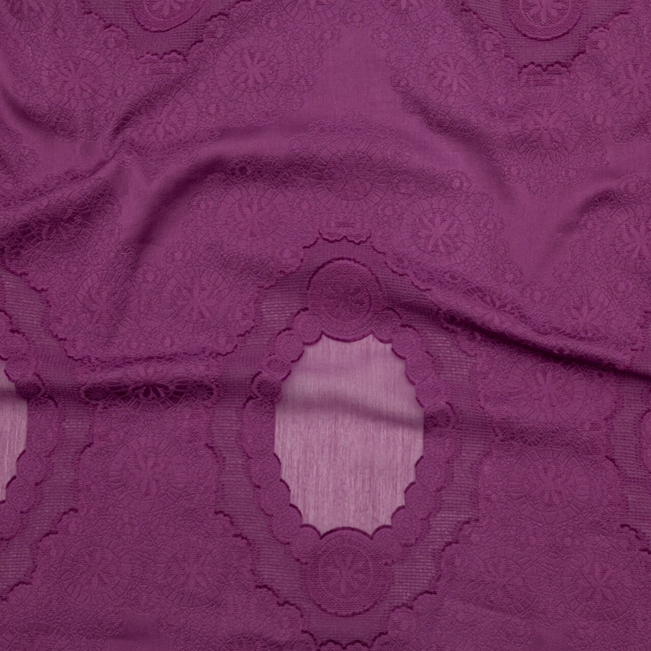 1 Yard Cotton Jacquard Fabric Carolina Herrera Amethyst Floral Burnout Fabric